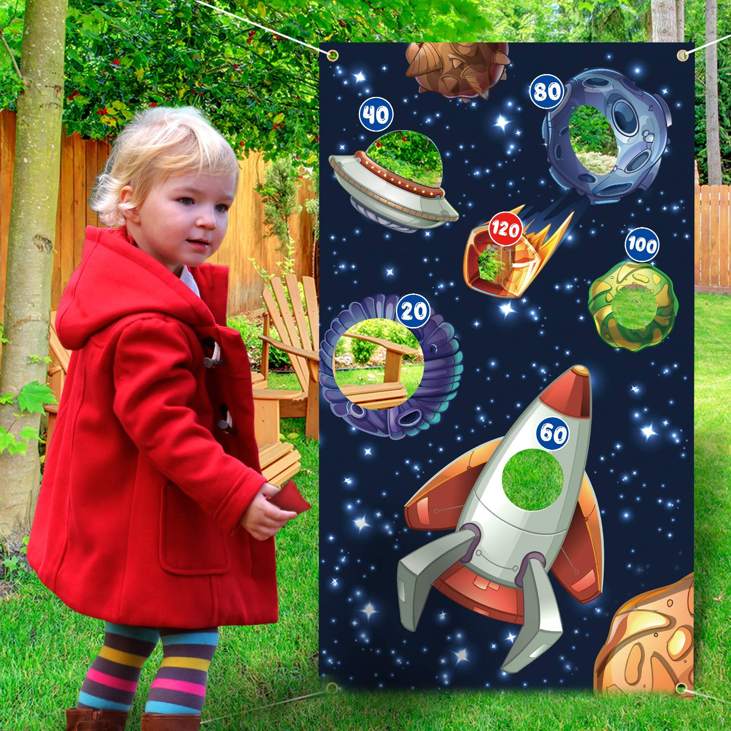 Galaxy Theme Party Decor - Space Toss Game Banner for Indoor & Outdoor Celebrations
