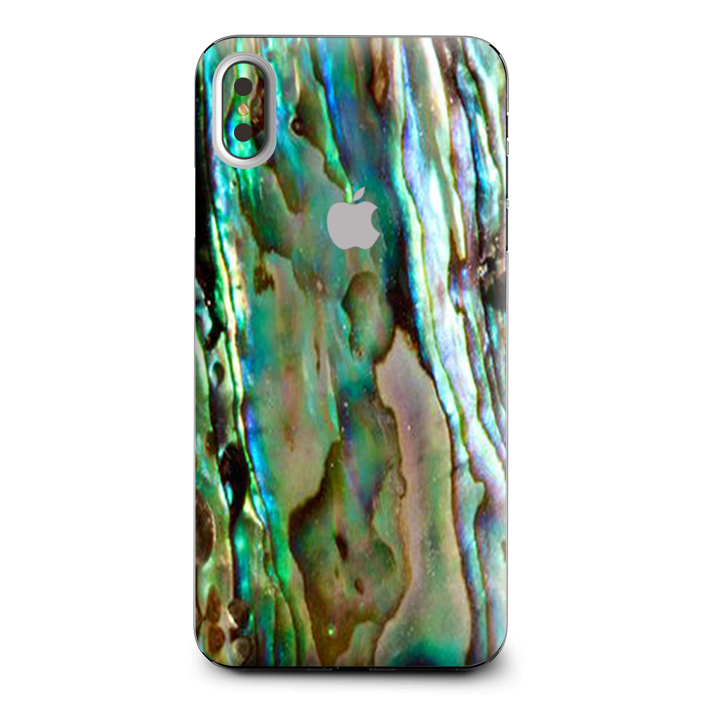 Premium Abalone Sea Shell Gold & Blue Design Skin Cover for iPhone XS Max - Stylish Protection for Everyday Use, Travel & Special Occasions