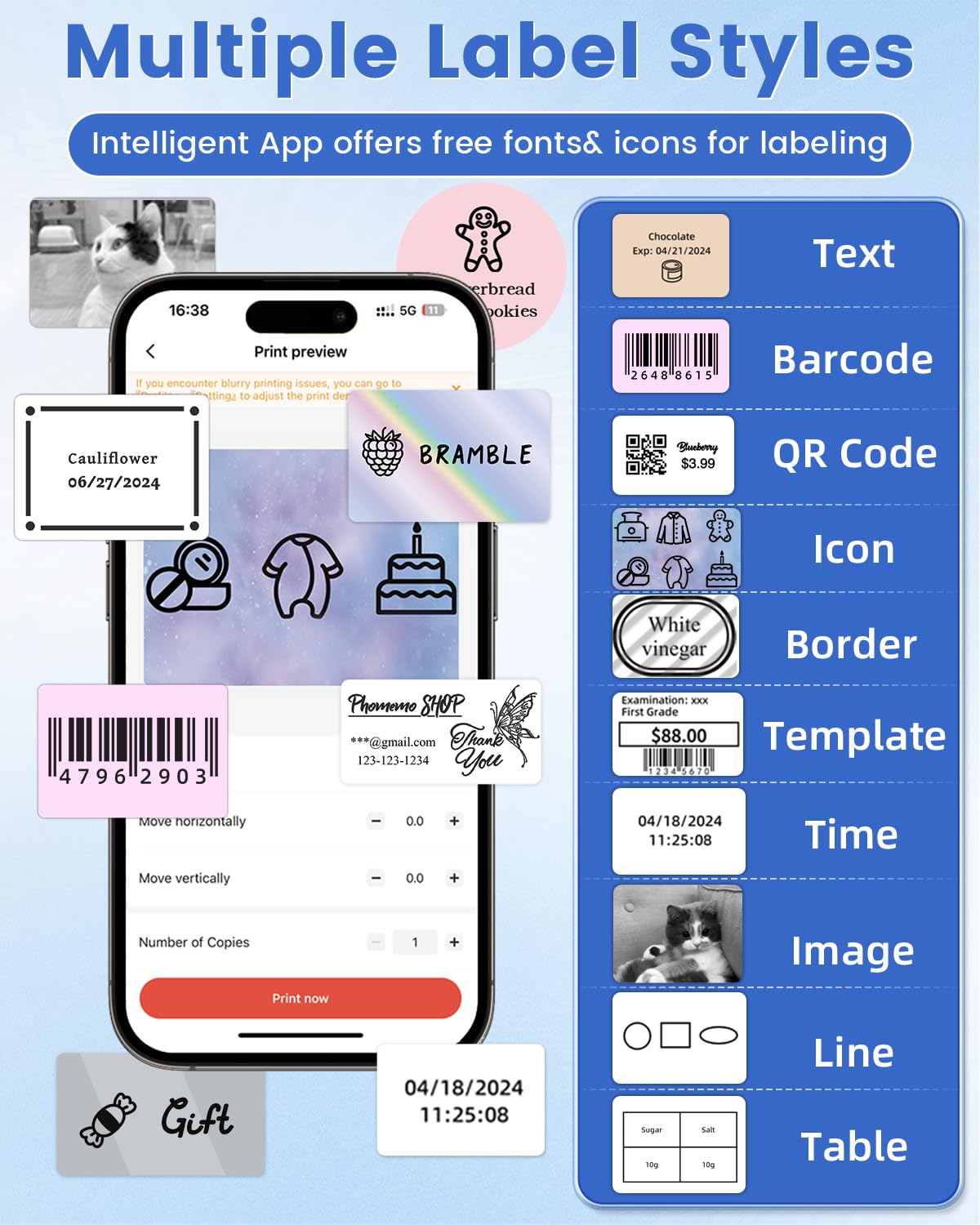 Phomemo M150 Bluetooth Label Maker Machine - 2 Inch Thermal Sticker Printer for Home & Office Organization, Small Business Inventory, Shipping Labels | 2025 Upgraded Model | iOS & Android Compatible | Includes 1 Pack 40x30mm Labels | Perfect for Pantry Organization, File Sorting & Package Labeling