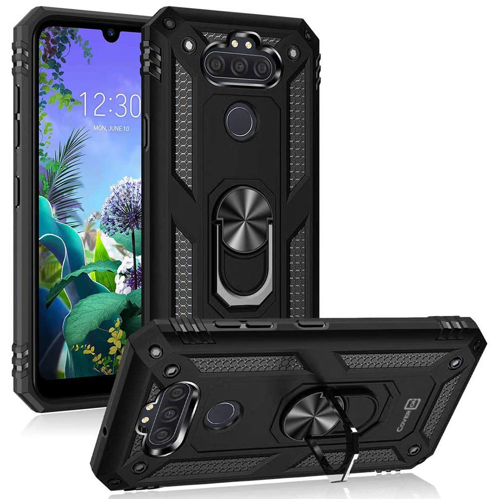 CoverON Ring Kickstand Case for LG Tribute Monarch/Risio 4/K8x - Rugged Magnetic Mount Phone Cover (Black) | Perfect for Hands-Free Viewing & Secure Car Mounting