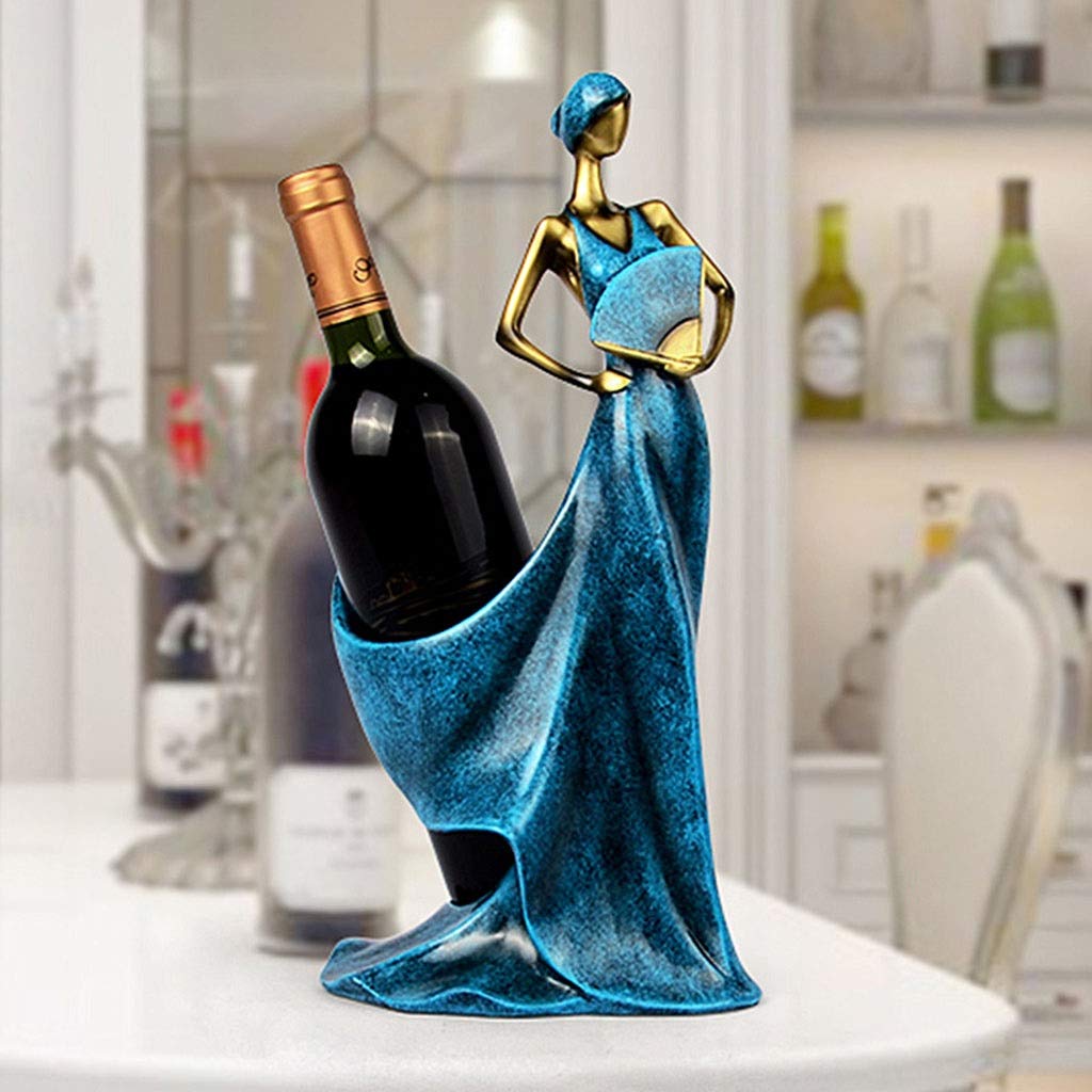 Creative Wine Rack Art - Goddess Wine Holder Shelf, Resin Sculpture for Home Decor, Practical Tabletop Wine Storage (Blue) - Perfect for Kitchen, Dining Room & Bar Decor