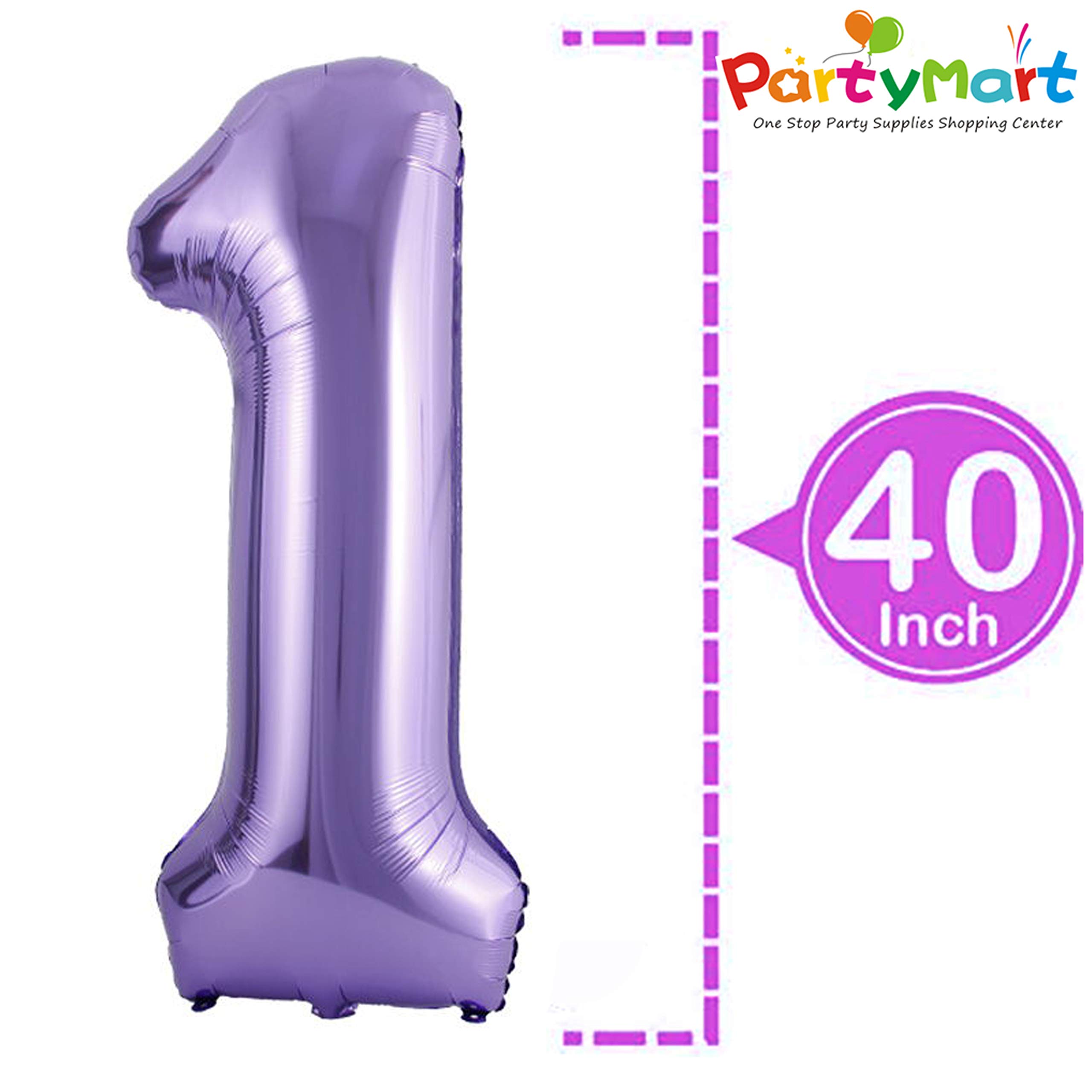 40 Inch Purple Foil Number 1 Balloon for Birthday Parties, Graduations & Anniversary Celebrations