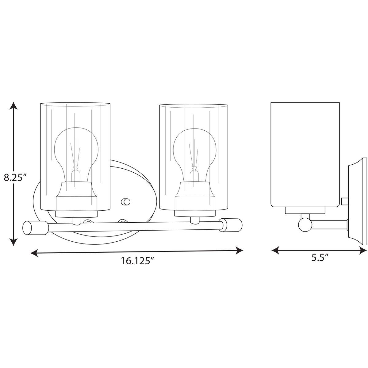 Progress Lighting Riley Collection 2-Light Clear Glass Modern Bathroom Vanity Light Fixture in Brushed Nickel - Perfect for Bathroom Mirror Lighting and Contemporary Home Decor