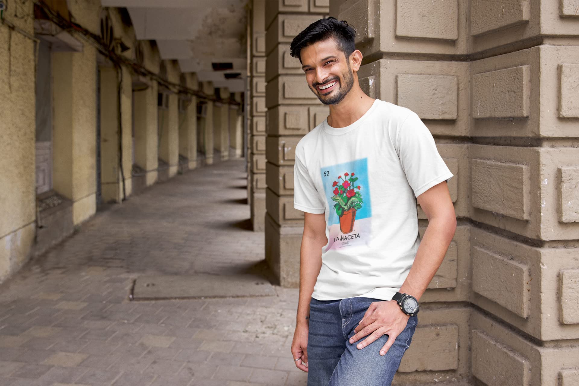 Mexican Graphic T-Shirt for Men - La Maceta Flower Pot Design - Latino Cultural Tee | Perfect for Cinco de Mayo, Hispanic Heritage Month & Casual Wear