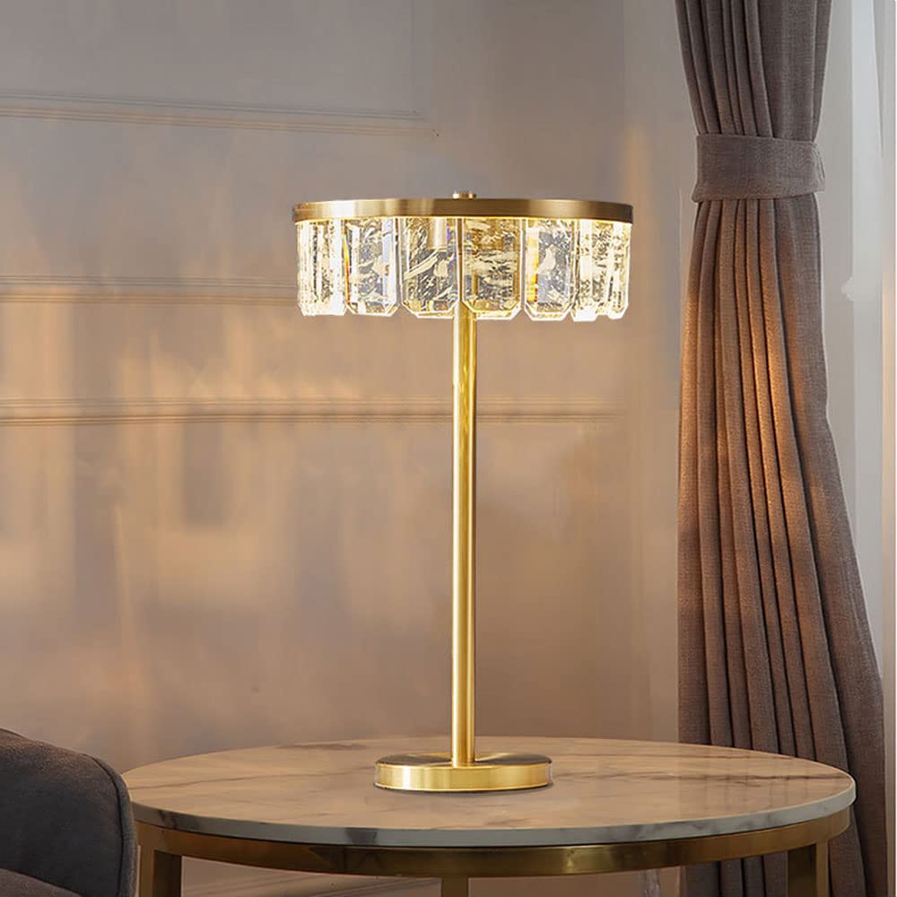 Nordic Postmodern All Copper Table Lamp - LED Desk Light with American Fabric Shade for Study, Bedroom & Living Room | Perfect for Villa, Hotel Lobby & Exhibition Hall Lighting | Modern Home & Office Illumination Solution