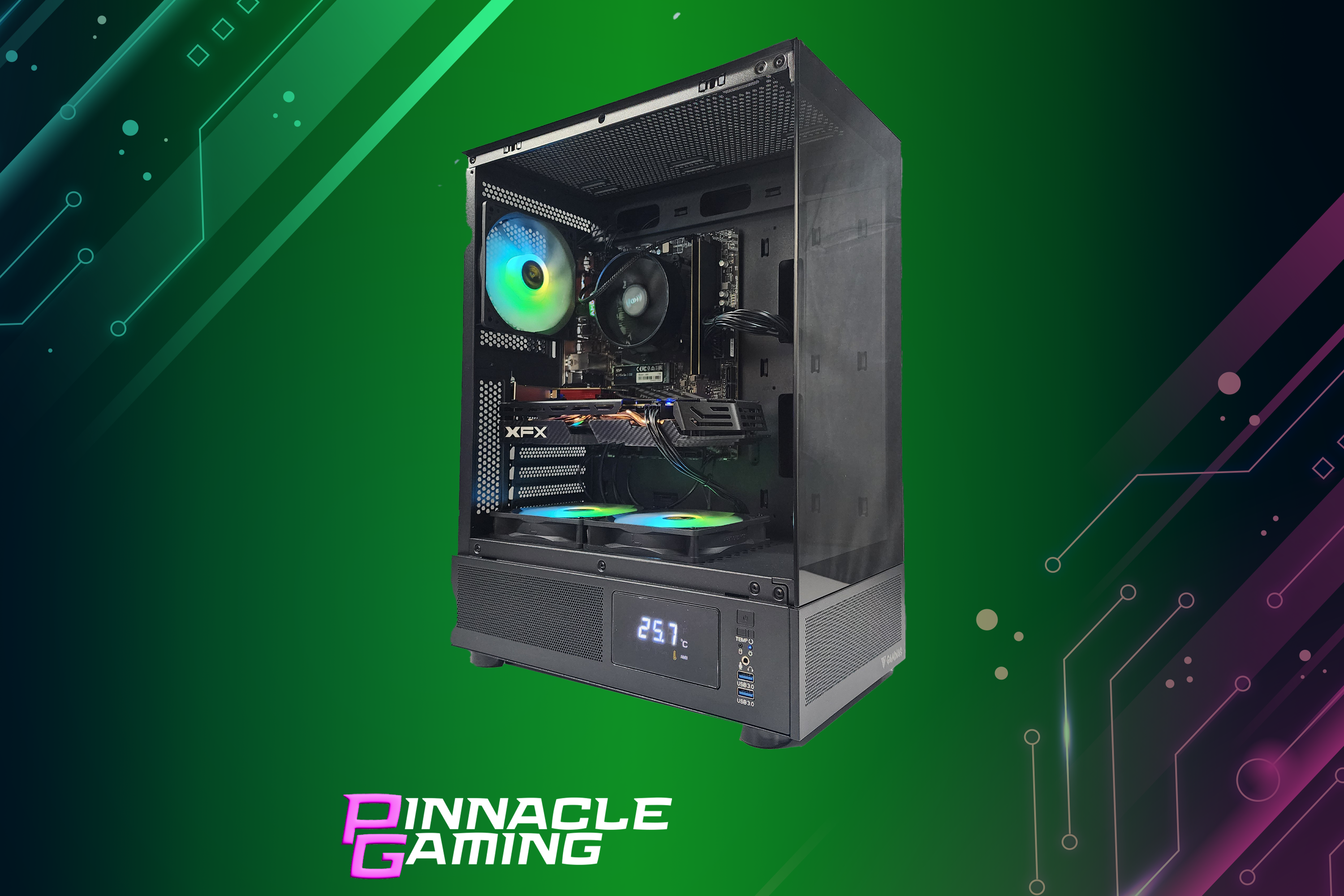 Custom Gaming PC with Ryzen 5 Processor, RTX 3050 GPU, 2TB SSD & 64GB DDR4 RAM - Black Atlas Case | High-Performance Desktop for Gaming, Streaming & Content Creation