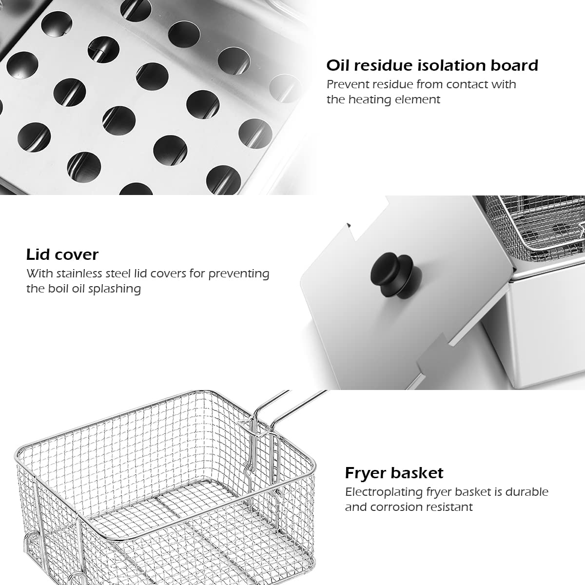 Giantex 3400W Commercial Dual Tank Deep Fryer - 12.8QT Stainless Steel Electric Fryer with 2 Baskets, Lids & Temperature Control - Perfect for French Fries, Chicken, Turkey in Restaurants & Home Kitchens