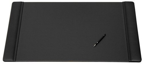 Premium Black Leather Desk Pad with Side Rails WAURL1025 - Non-Slip Office Desk Protector for Writing, Mouse & Keyboard Use - Perfect for Home & Office Workspaces