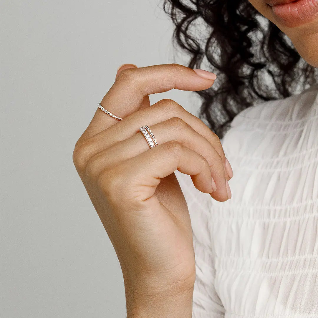 Andie Stacking Rings for Women - Dainty Gold & Silver Minimalist Rings Set - Perfect for Layering, Everyday Wear & Gifts