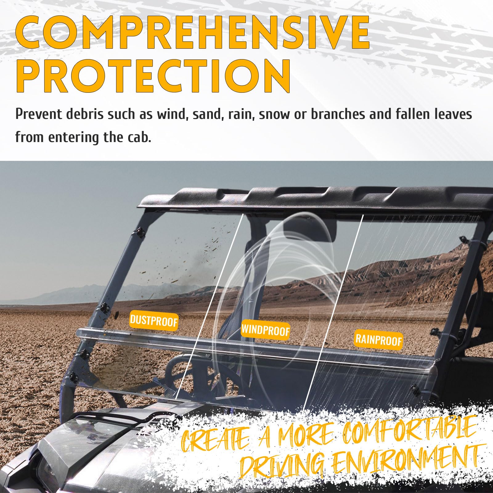 KUAFU Flip Clear Windshield for 2014-2025 Honda Pioneer 700 & 700-4 | Scratch-Resistant Polycarbonate Windshield | Perfect for Off-Roading, Hunting & Trail Riding