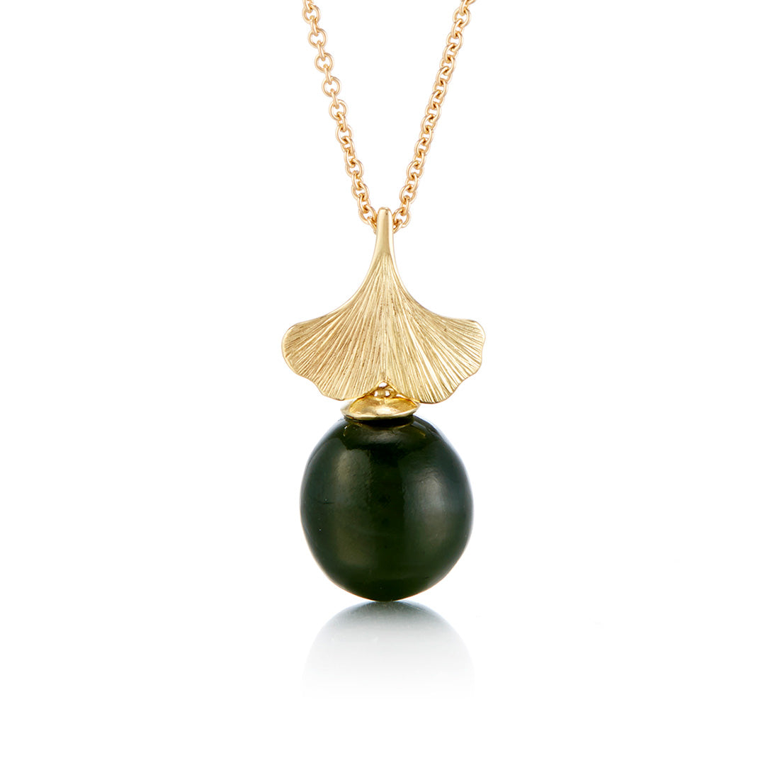 Natural Ginkgo Green Nephrite Jade Pendant Necklace for Women - Elegant Handmade Jewelry Gift for Birthday, Anniversary & Special Occasions