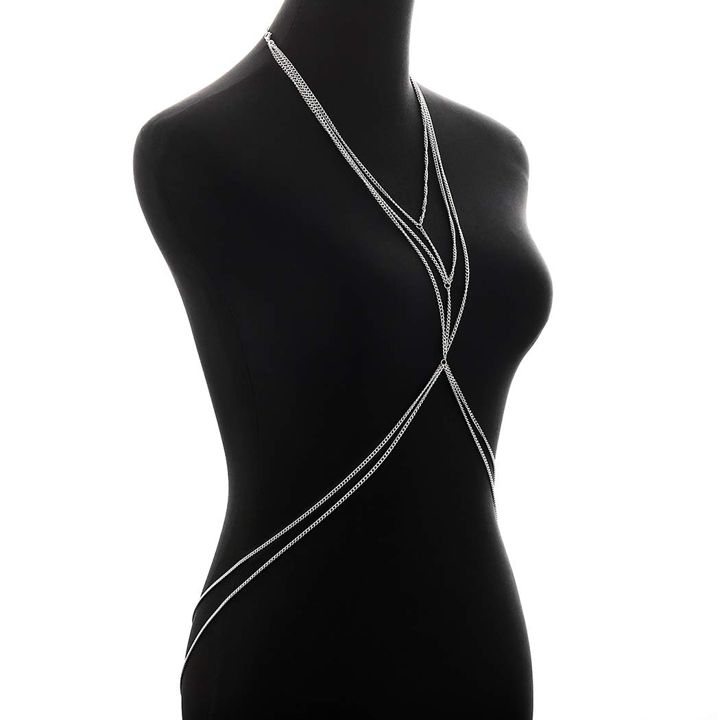 Sexy Body Chain Jewelry for Women - Bikini Harness Necklace, Bra Strap Chain, Fashion Body Jewelry for Beach, Club & Festival Outfits