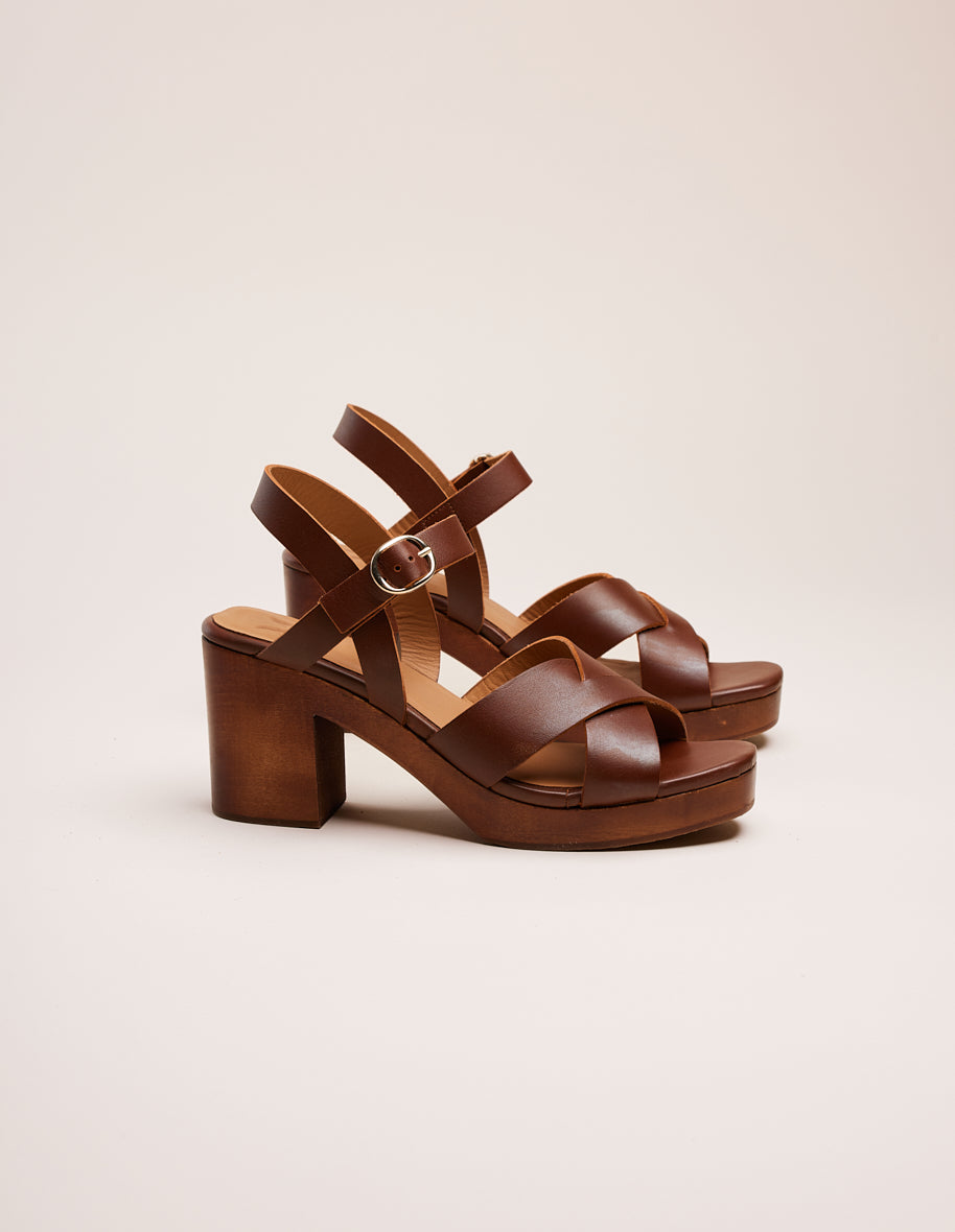 Vera Brown Leather Heeled Sandals - Elegant & Comfortable Women's Dress Shoes for Weddings, Parties & Summer Outfits