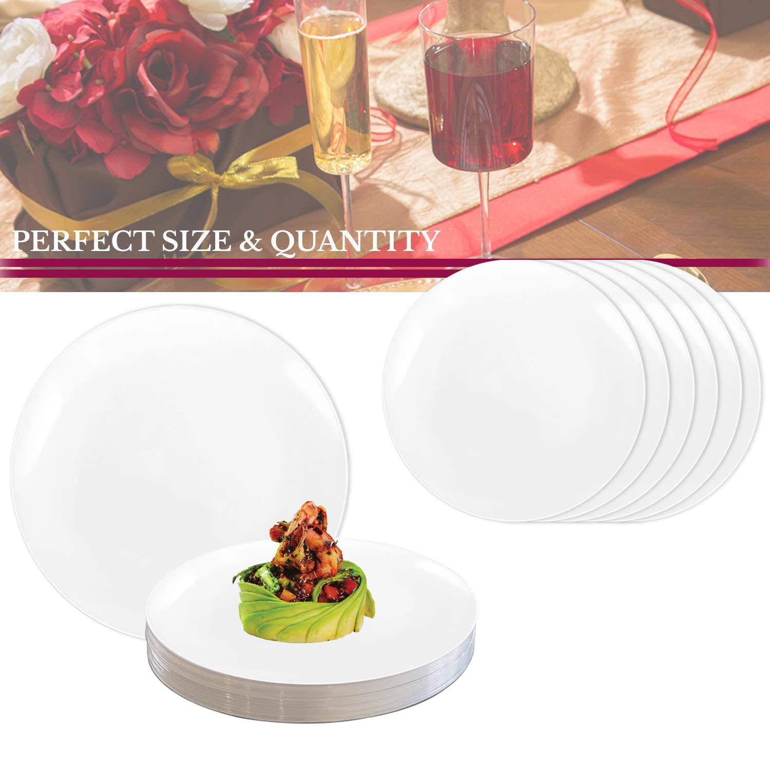 Eco-Friendly Disposable Plastic Plates with Elegant Rim Design - 10.25