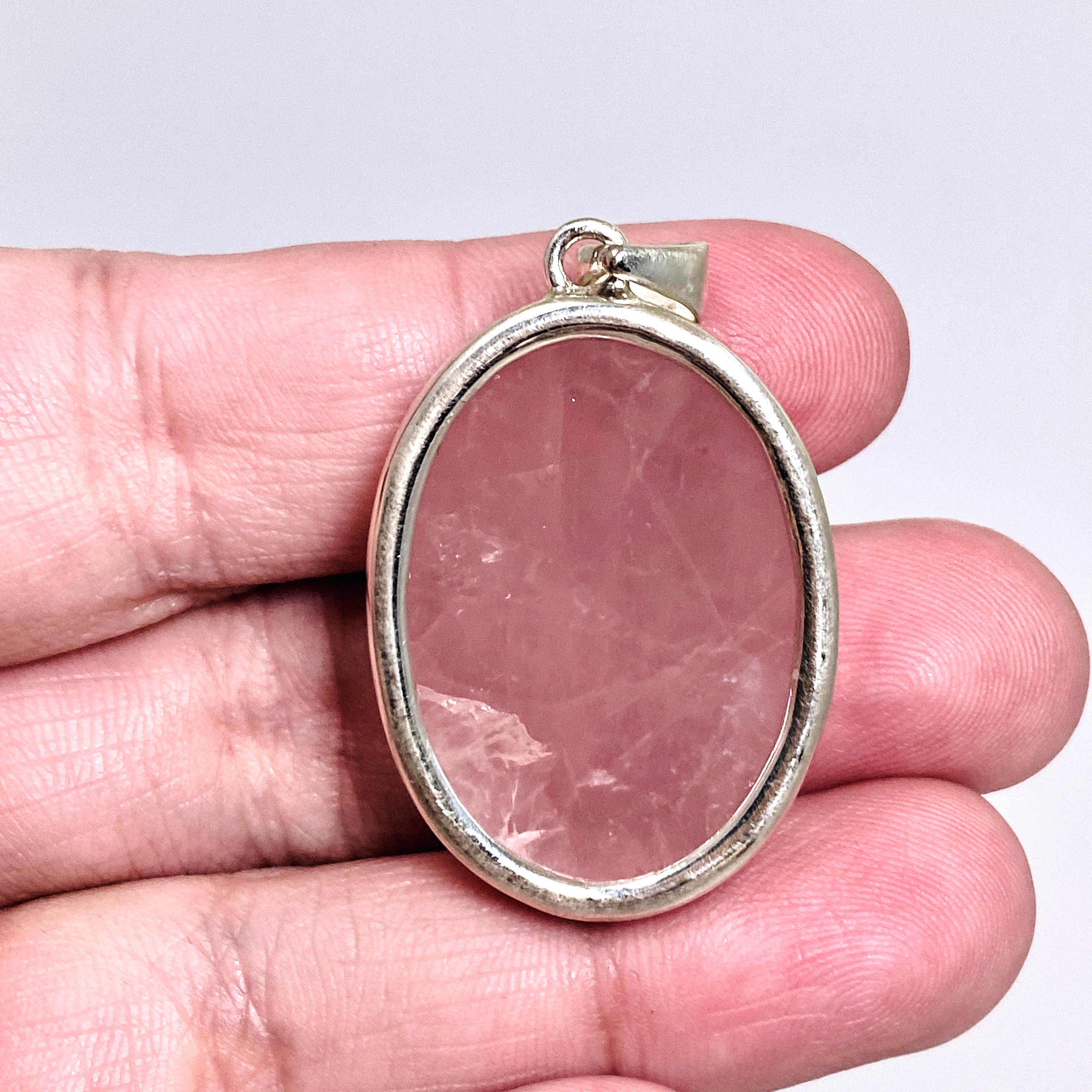 Natural Rose Quartz Oval Cabochon Pendant Necklace - Healing Crystal Jewelry for Women - Perfect for Meditation, Energy Balancing & Spiritual Gifts
