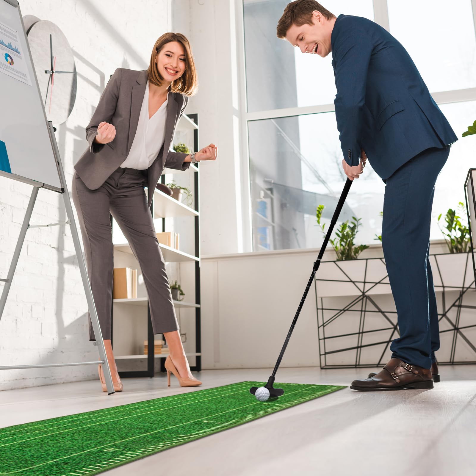 Premium Auto Ball Return Golf Putting Mat - Indoor Putting Green with Crystal Velvet Surface & Solid Wood Base - Perfect for Home, Backyard, Office Practice & Golf Gift Ideas