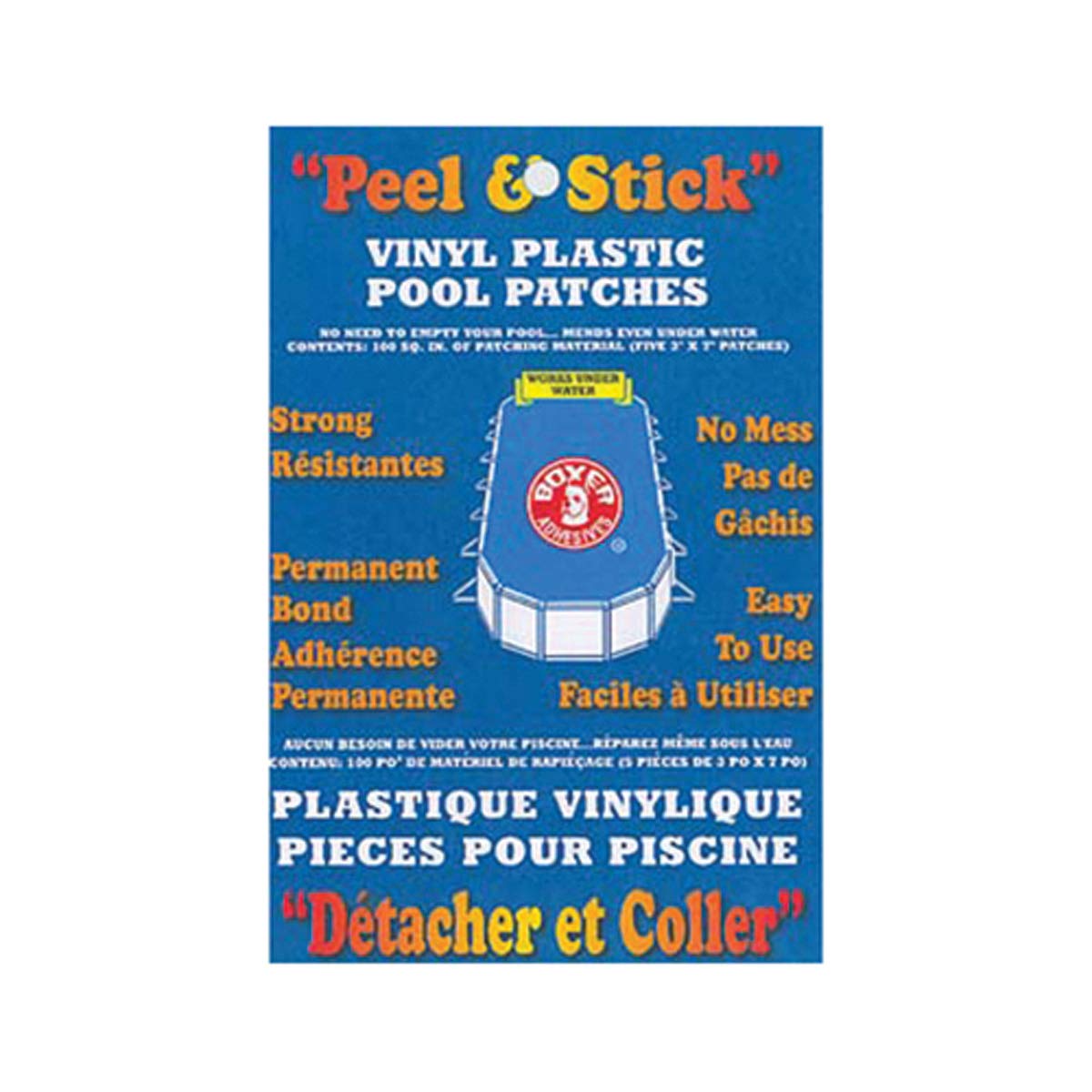 Boxer 100 Sq Ft Self-Adhesive Vinyl Pool Repair Patches - Waterproof Swimming Pool Liner Repair Kit for Leaks & Tears