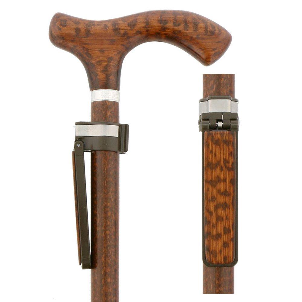 Auto Flip Up Snake Wood Cane Holder - Easy Store Away Design for Walking Sticks & Canes | Perfect for Home, Office & Travel Use