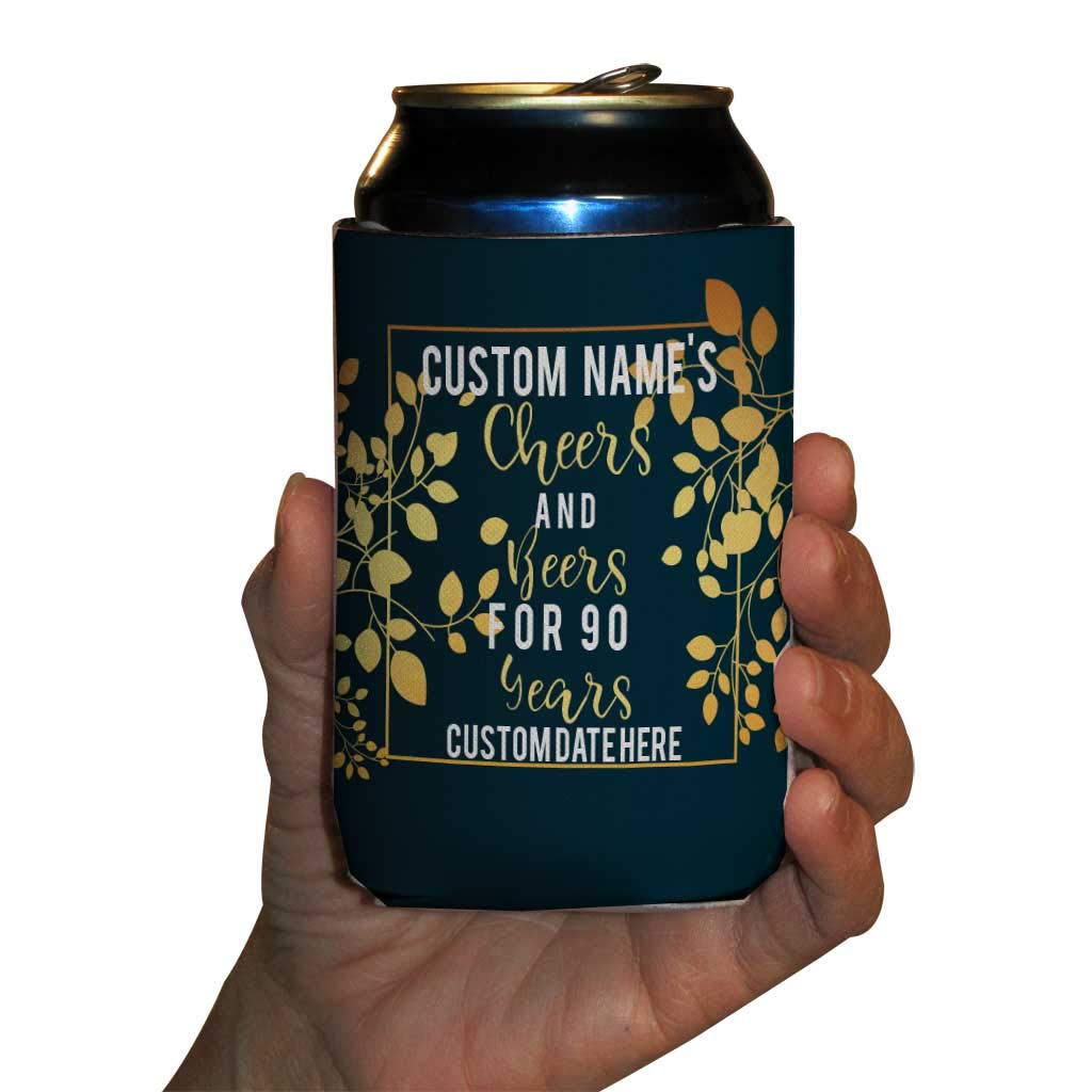 VictoryStore Custom 90th Birthday Party Can & Beverage Coolers - Personalized Beer & Drink Insulator for Celebrations, Gifts & Outdoor Events
