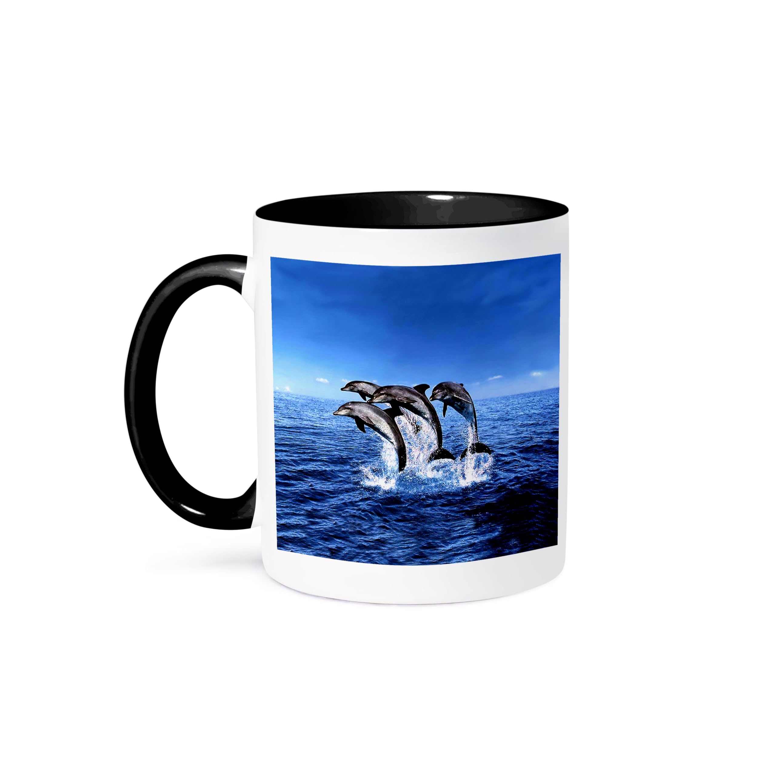 3D Printed Dolphins Ceramic Coffee Mug - 11oz Insulated Travel Mug with Lid - Perfect for Home, Office & Gifts - Dolphin Lover's Drinkware