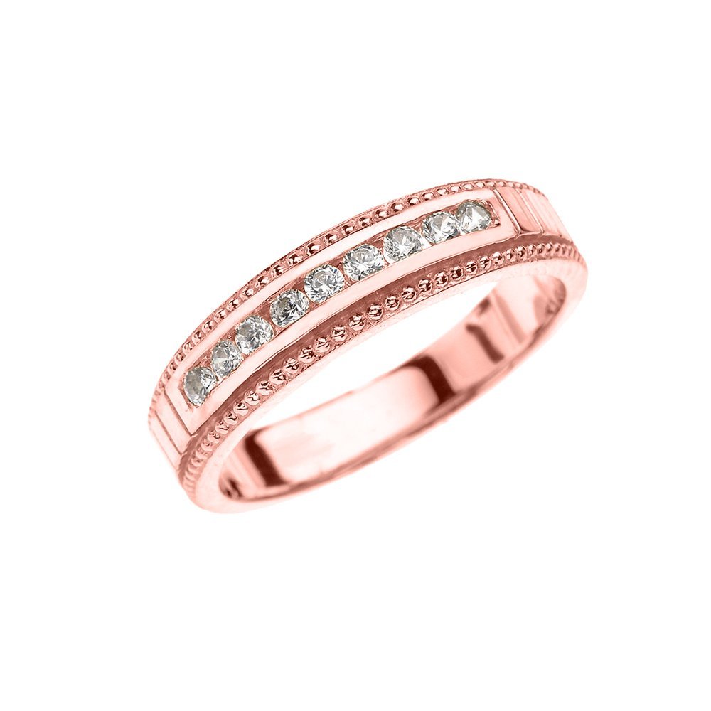 14K Rose Gold Diamond Wedding Band Ring for Women - Elegant Bridal Jewelry for Engagement, Anniversary & Special Occasions