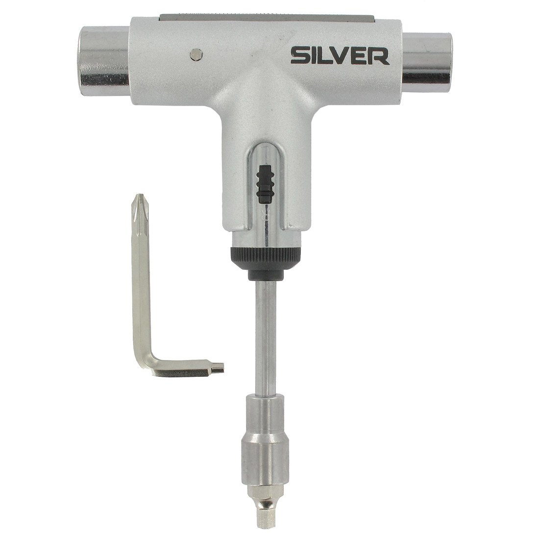 Premium Silver Ratchet Skateboard Tool - Durable & Lightweight Skateboard Maintenance Kit for Adjusting Trucks & Bearings - Perfect for Skateboarders, Longboarders & DIY Enthusiasts
