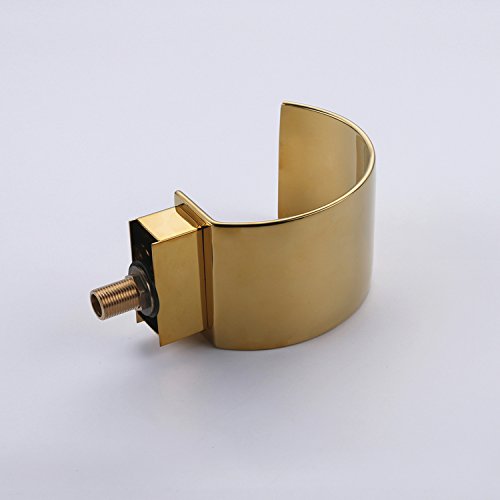 Elegant Waterfall Double Handle Widespread Bathroom Sink Faucet with Arc Spout - Gold Finish for Modern Bathroom & Vanity Decor | Perfect for Master Bath, Guest Bath, and Luxury Home Renovation