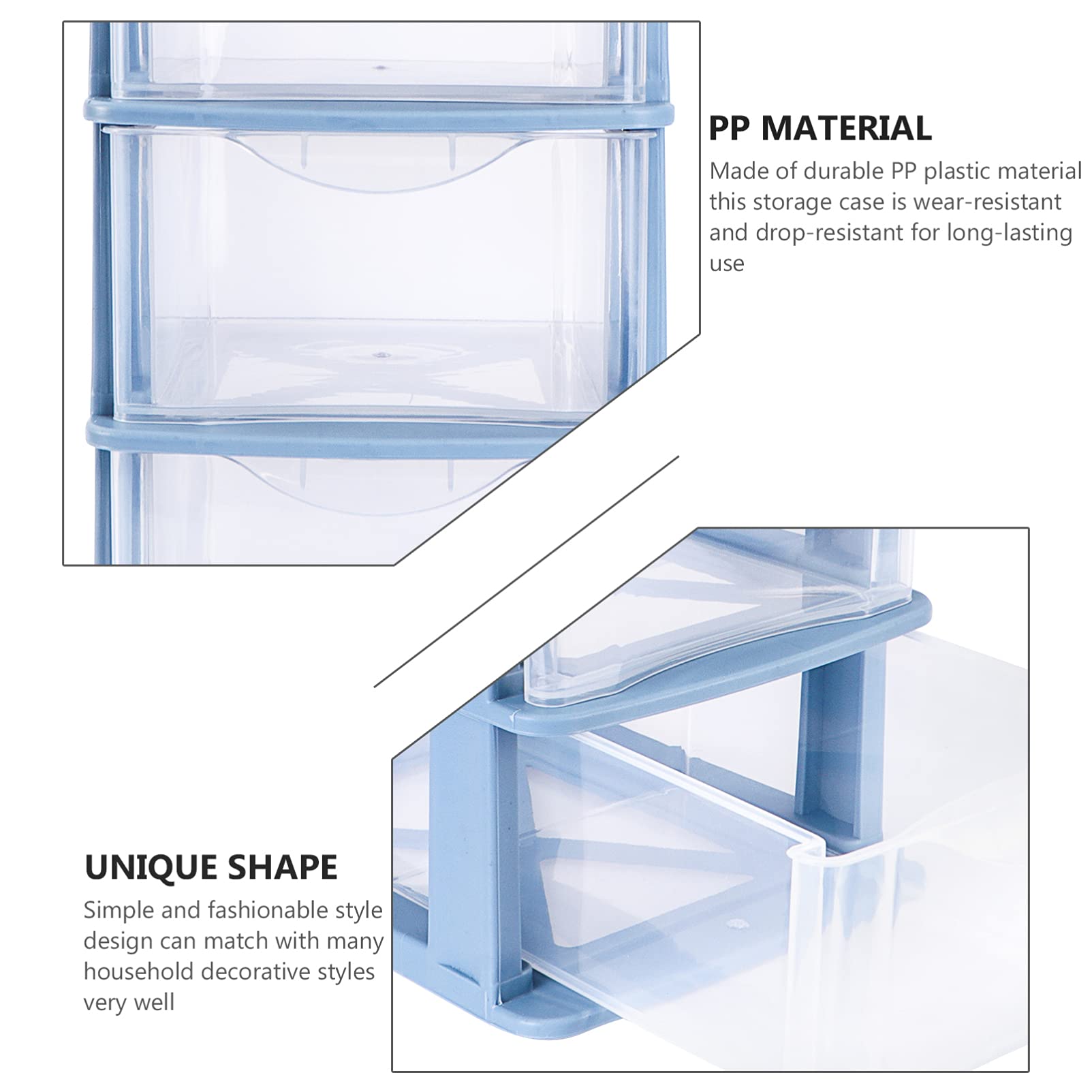 DOITOOL 3-Tier Plastic Drawer Organizer - 6.9 x 6.9 x 9 Inch Storage Cube for Office Supplies, Makeup & Accessories | Space-Saving Desktop Organizer for Home, Office, Vanity & Bathroom Organization