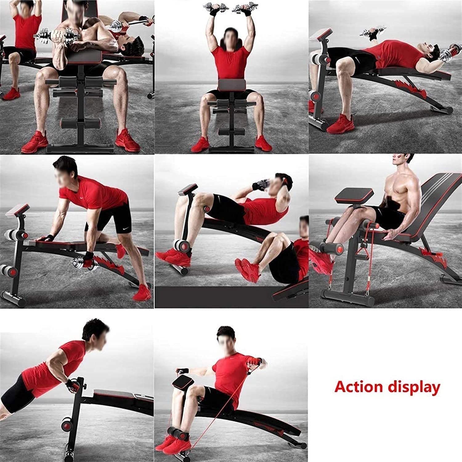 Adjustable Weight Bench for Full Body Workout - Foldable Home Gym Strength Training Bench Press for Men & Women - Perfect for Squats, Dumbbell Exercises & Strength Training (Black)