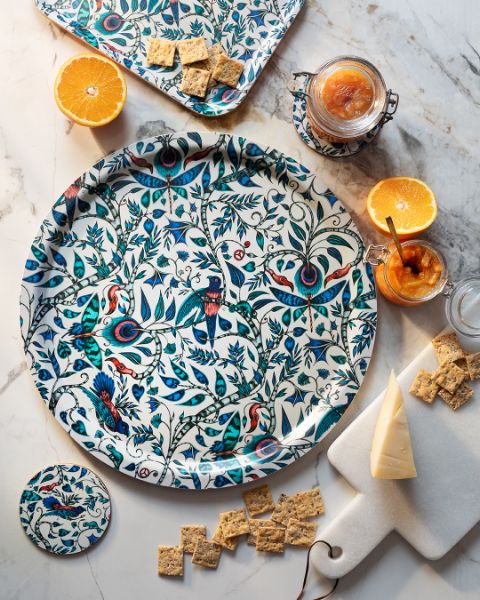 Jamida Rousseau Decorative Tray - Elegant Blue Serving Tray for Coffee Table, Dining & Home Decor | Perfect for Entertaining, Organizing & Gift Giving
