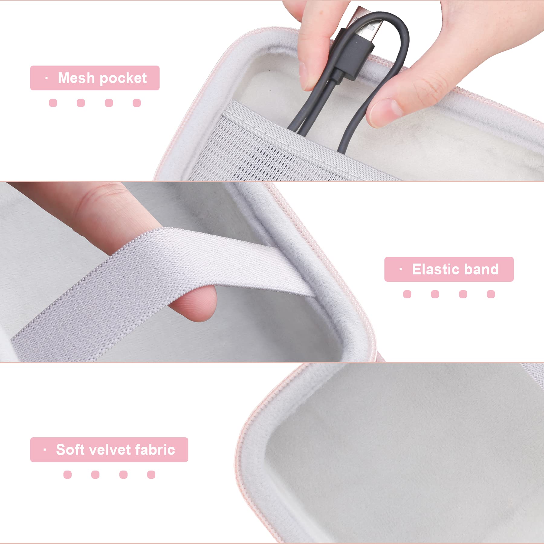 NIIMBOT D11 Hard Carrying Case with Mesh Bag - Portable Protective Storage for Bluetooth Label Printer, Label Tapes & Accessories (Pink) - Ideal for Office, Retail & Home Organization