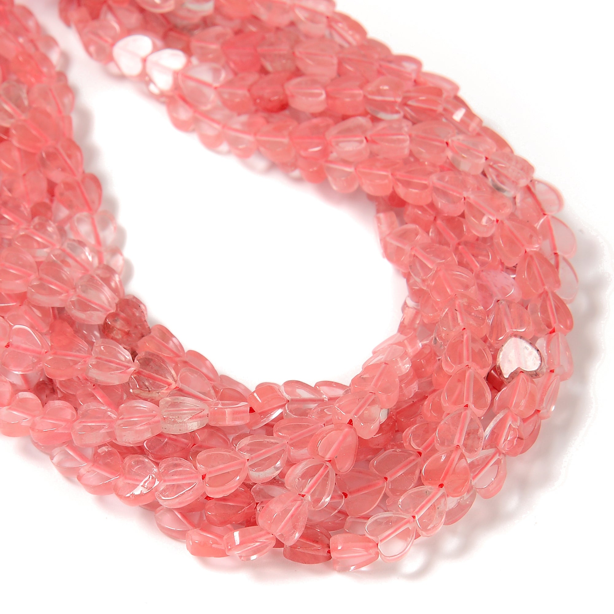 6mm Cherry Quartz Heart Shaped Beads - 15.5 Inch Strand for Jewelry Making, DIY Bracelets & Necklaces | Healing Crystal Beads for Spiritual Gifts & Crafts