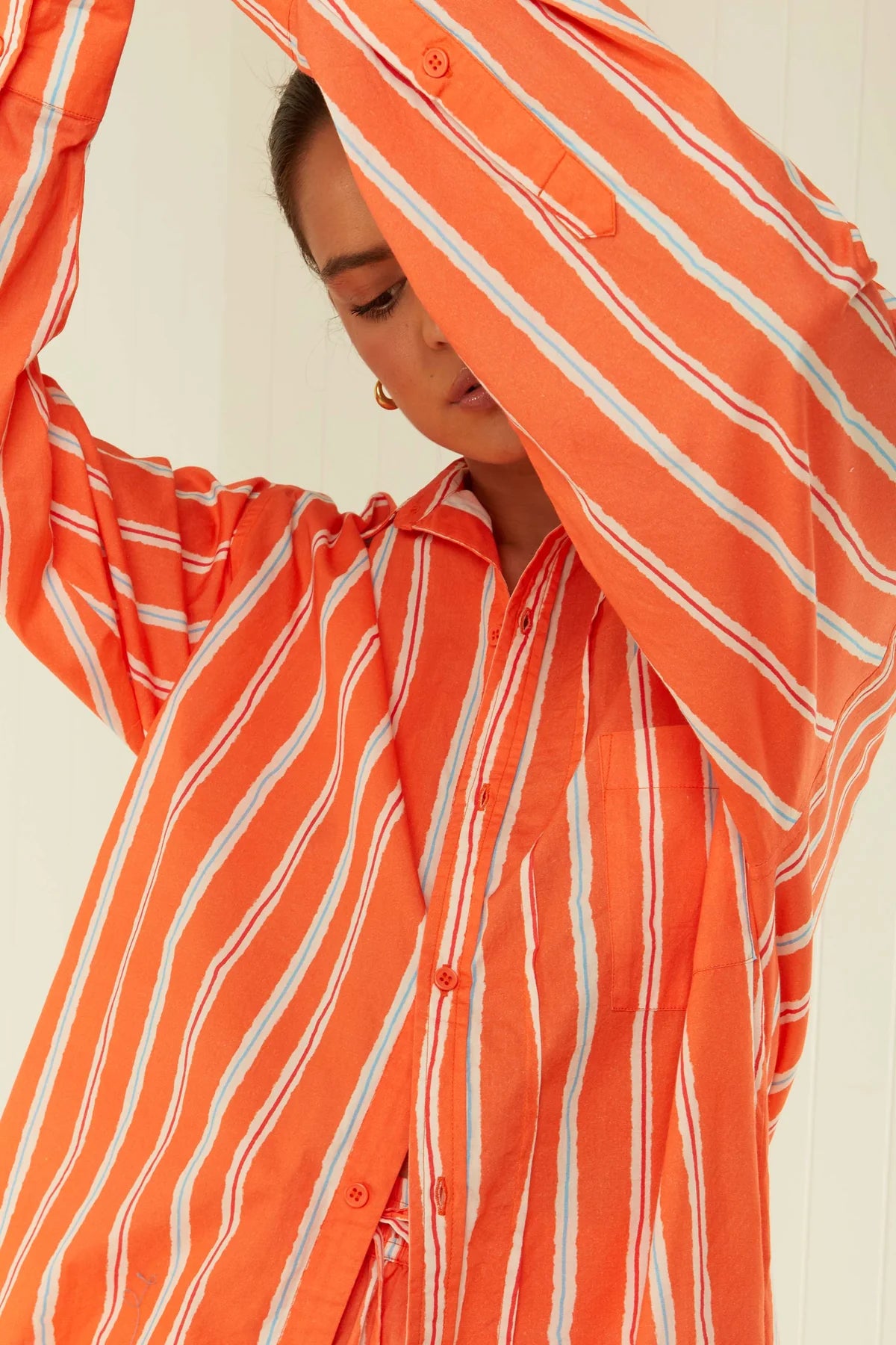 BOUNTY SHIRT Orange Stripe Men's Casual Button Down Shirt - Perfect for Beach Outings, Summer Parties & Outdoor Adventures