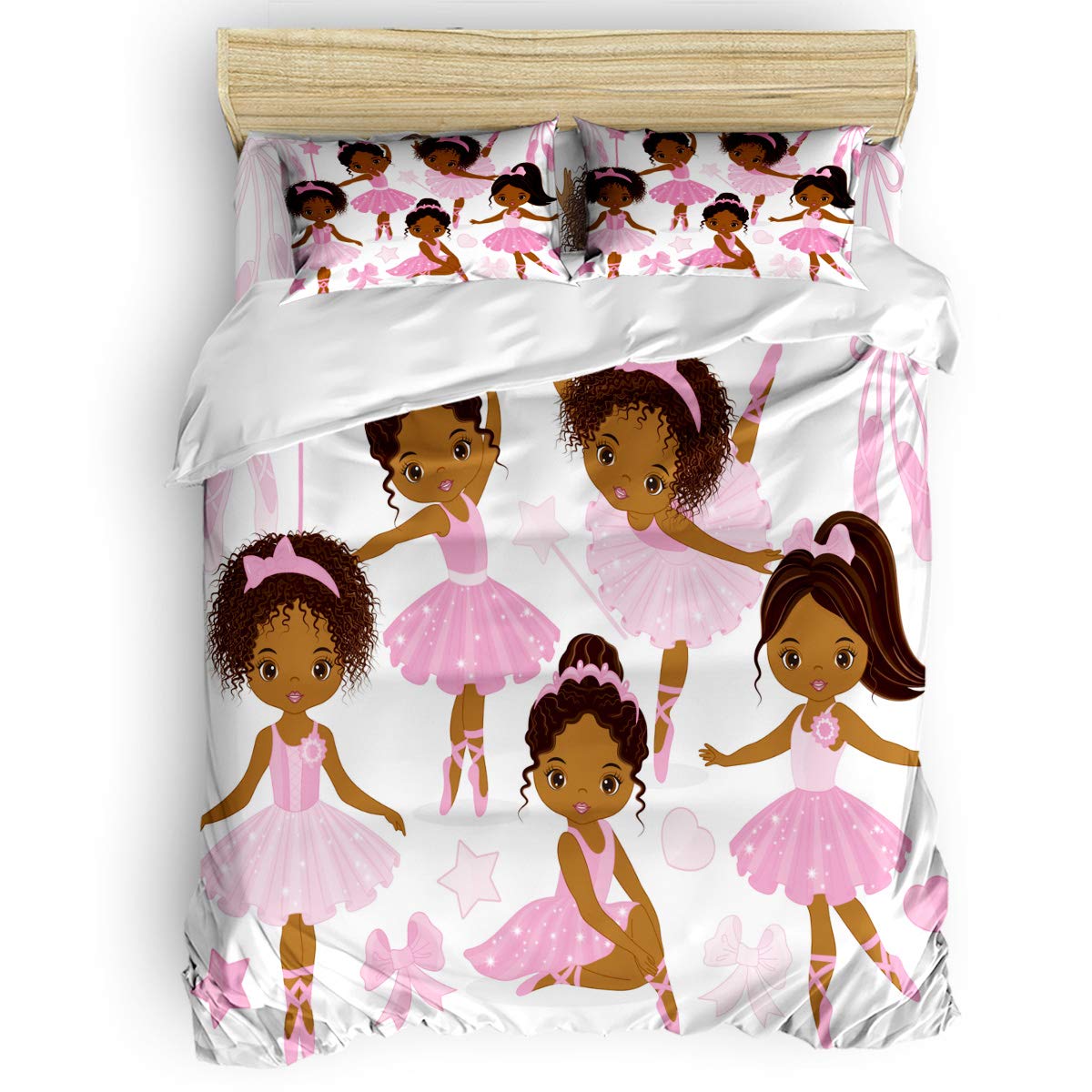 **Ballerina Dancer Duvet Cover Set - Full Size 4-Piece Soft Microfiber Bedding Set for Kids & Adults, Breathable Comforter Cover with Zipper Closure - Perfect for Girls' Bedroom, Ballet Theme Decor**