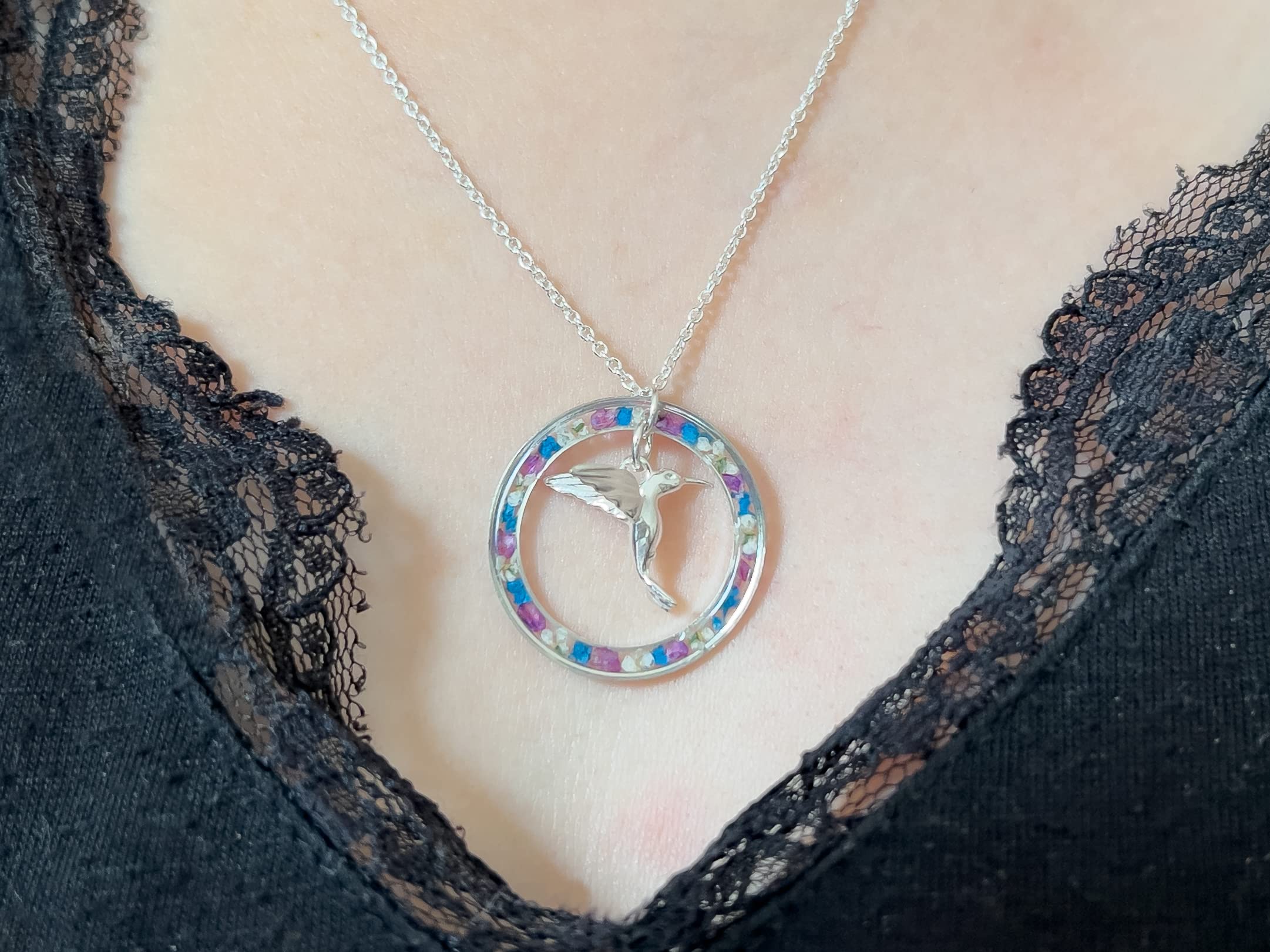 Handmade Sterling Silver Hummingbird Necklace for Women | Elegant Floral Bird Pendant Jewelry | Perfect Gift for Birthday, Anniversary & Everyday Wear