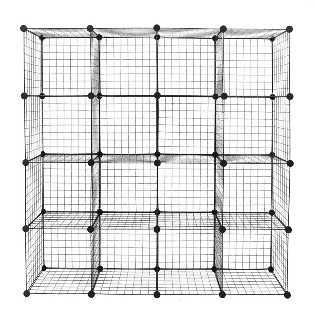 16-Cube Storage Organizer - Metal Wire Grid Shelving Unit, Modular Bookcase with Multifunctional Cubbies for Home, Office & Dorm Organization | Perfect for Closet, Bedroom, Living Room & Kids Room Storage