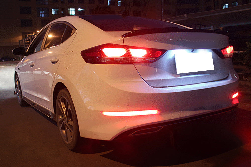 17-18 Hyundai Elantra Full LED Bumper Reflector with Sequential Turn Signal Lights - Upgrade Your Car's Rear Safety & Style for Night Driving & Custom Look