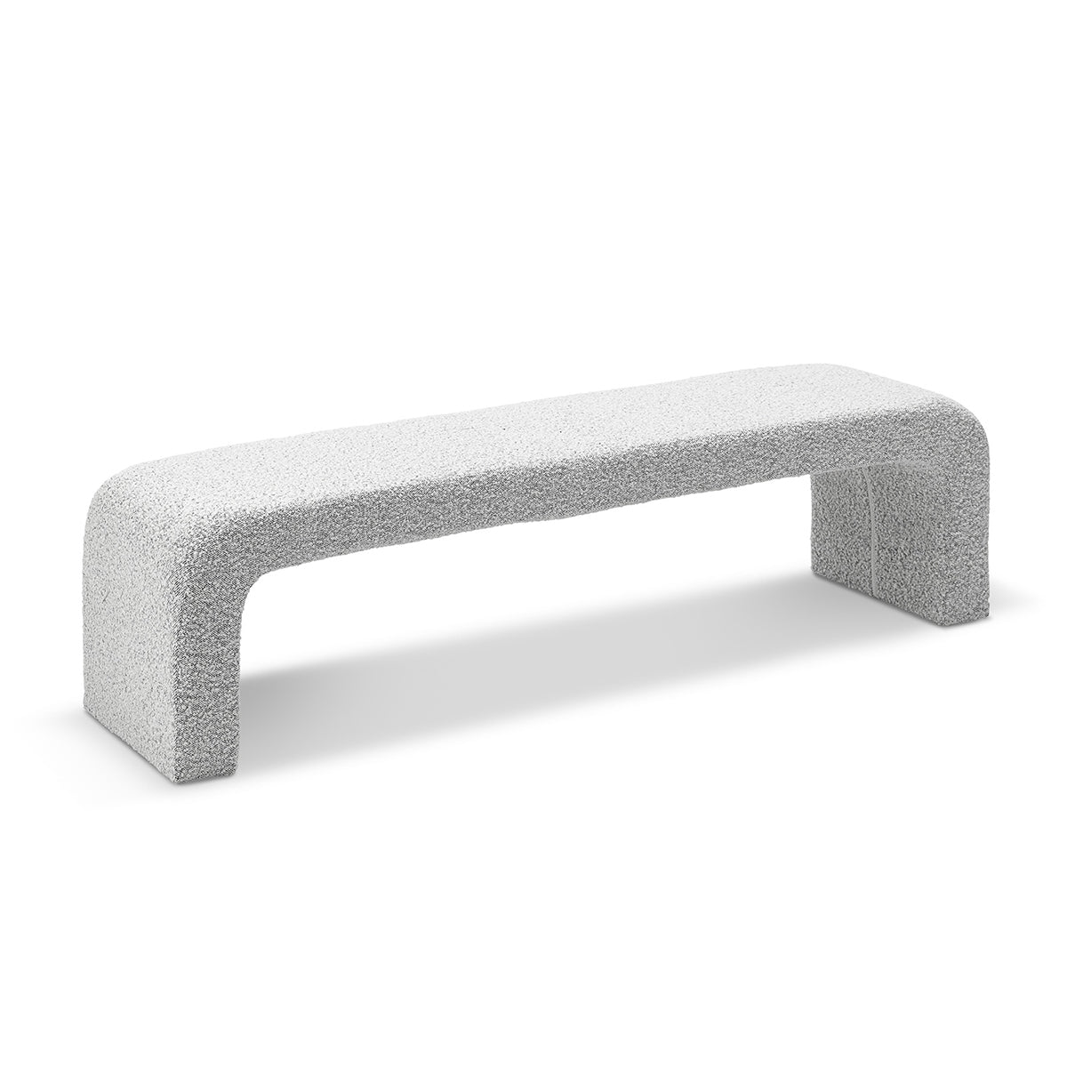 Camille Boucle Arch Bench - Modern Upholstered Accent Bench with Curved Design for Living Room, Bedroom, or Entryway