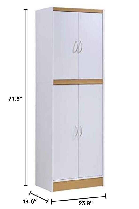 White Wooden Kitchen Pantry Set - 4 Shelf Storage Organizer for Home & Kitchen (Set of 2) - Perfect for Pantry Organization, Spice Storage & Small Space Saving