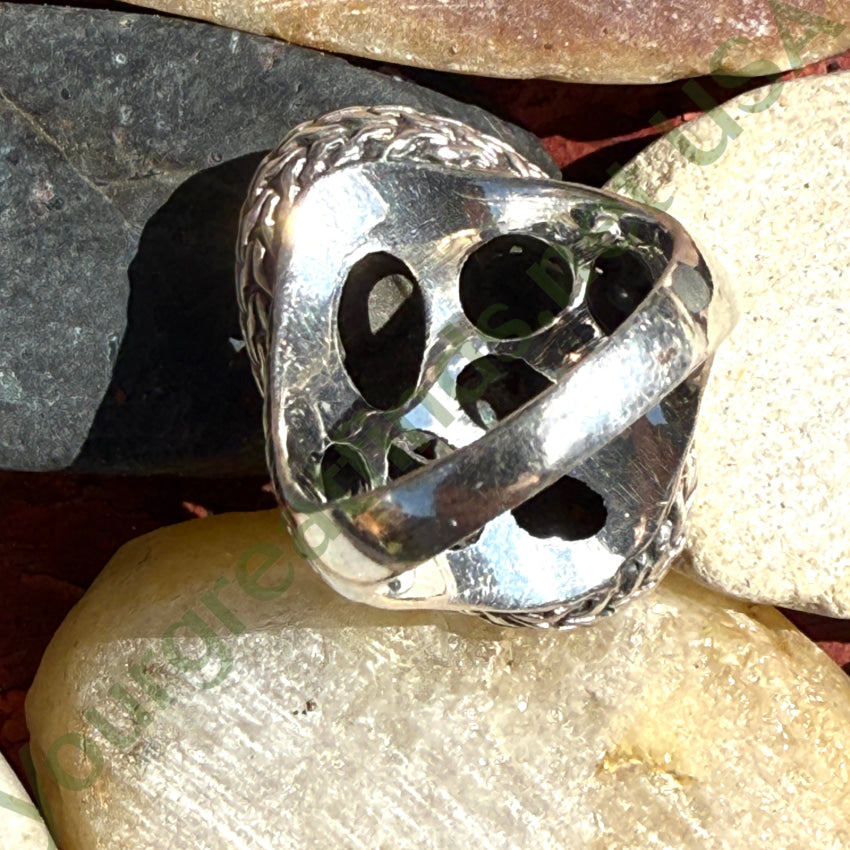 Sterling Silver Pebble & Flower Ring for Women - Size 9.5 - Elegant Nature-Inspired Jewelry for Everyday Wear, Date Nights & Special Occasions
