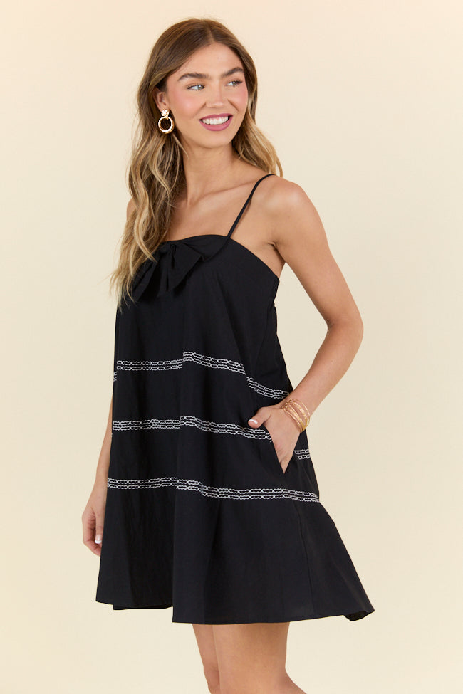 Elegant Black Bow Tie Mini Dress for Women - Perfect for Cocktail Parties & Evening Events | Wonderful Thoughts