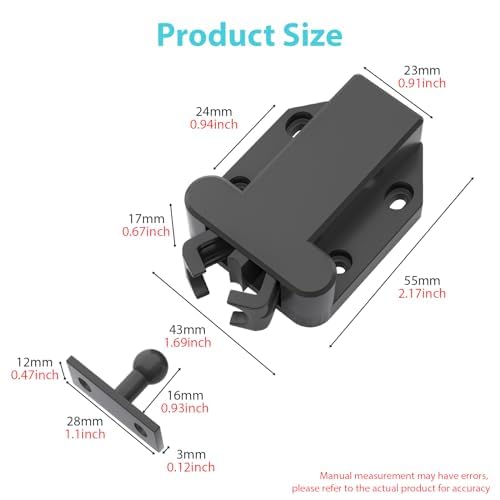 Black 4-Pack Cabinet Push Latch - Push to Open Self-Locking Catch for Cabinet, Drawer, Wardrobe & Kitchen Door | Durable Rebound Latch Hardware for Easy Access (Perfect for Home, Office & RV Organization)