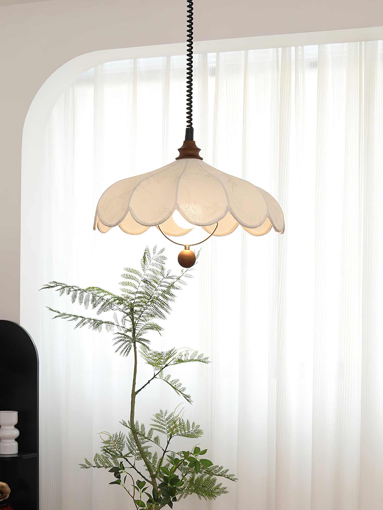Lily Fabric Pendant Light - Modern Handmade Hanging Lamp for Living Room, Bedroom, Dining Room & Nursery - Elegant Home Decor Lighting Fixture