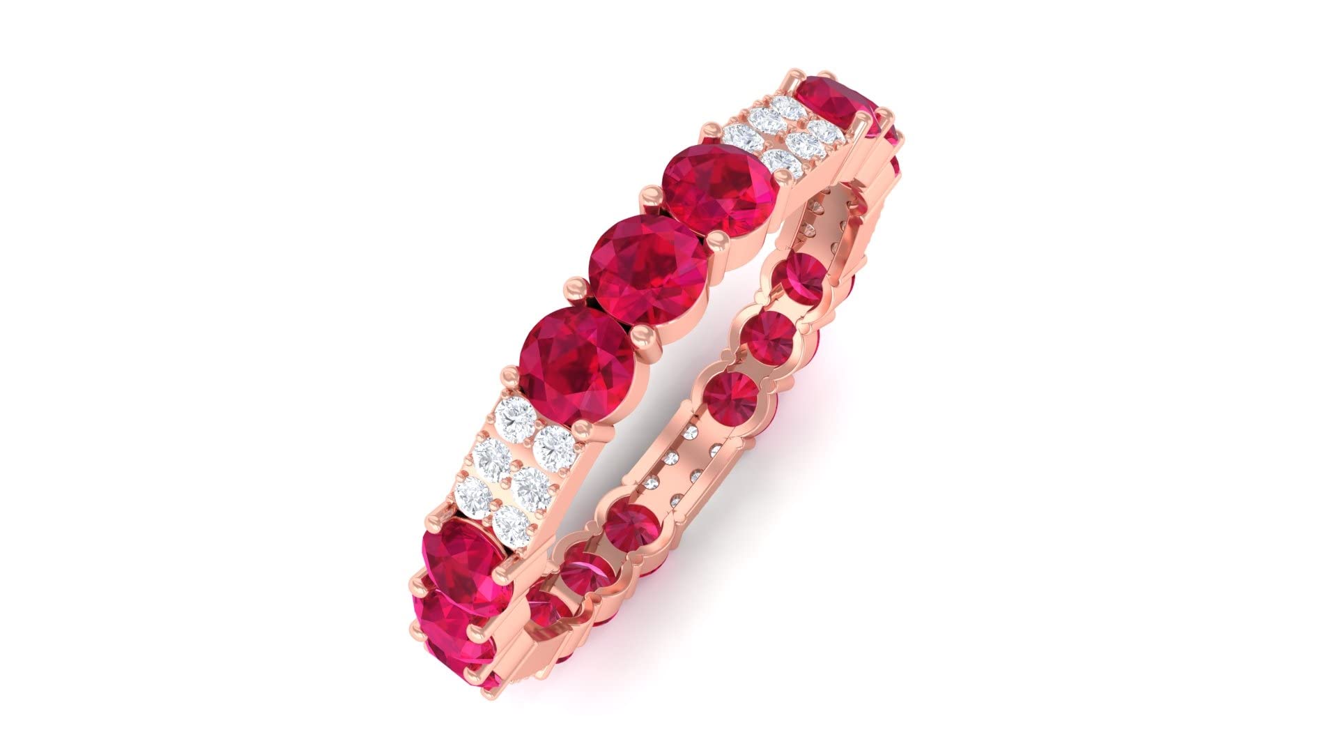 1.50 CT Ruby and Diamond Eternity Ring for Women - 14K Solid Gold Wedding Band, Anniversary Gift, Valentine's Day Jewelry - Perfect for Engagements, Proposals & Special Occasions