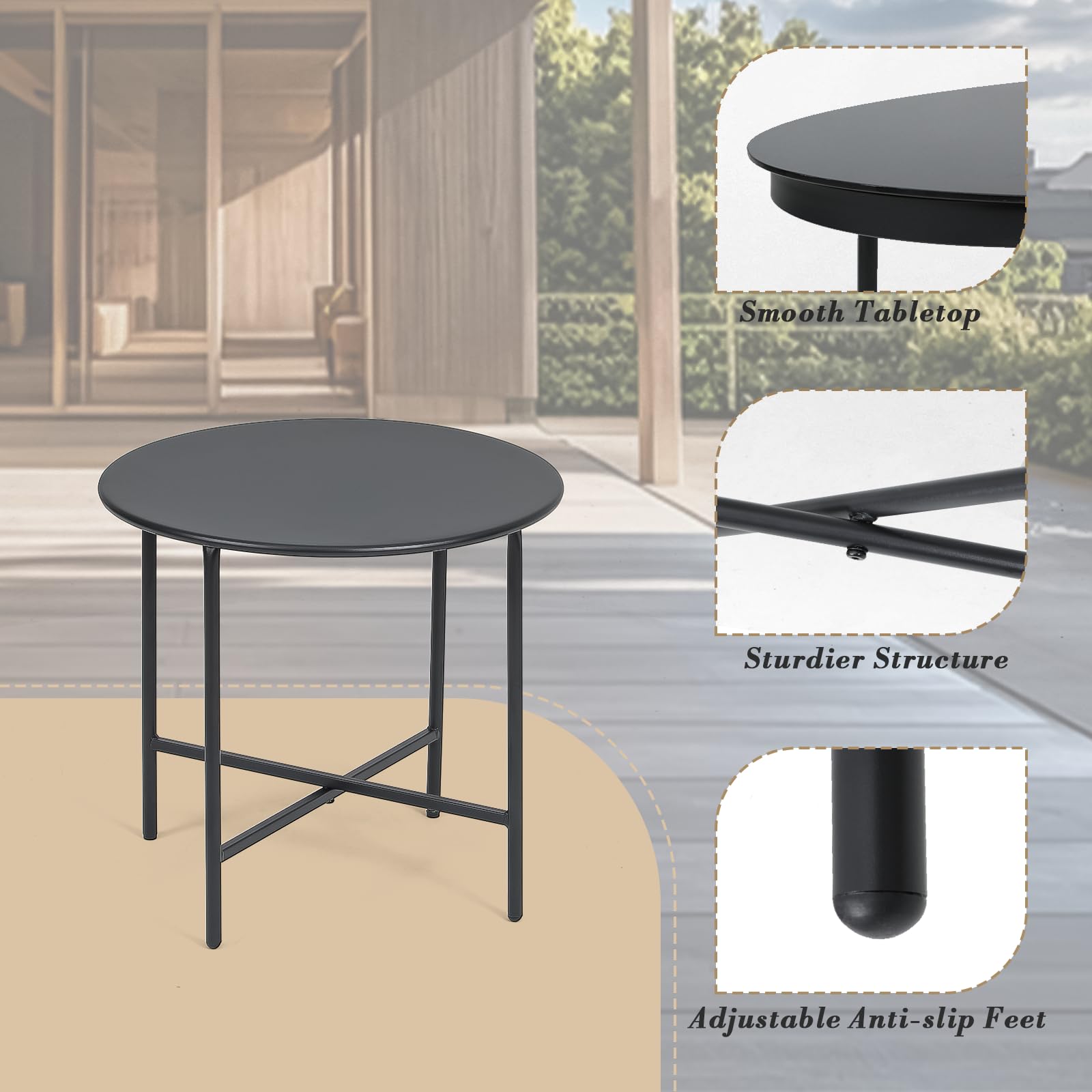 3-Piece Patio Conversation Set - All-Weather Rattan Acapulco Chairs & Round Table Bistro Set for Indoor/Outdoor Use - Perfect for Balcony, Poolside, Garden, Backyard & Patio Decor (Black)