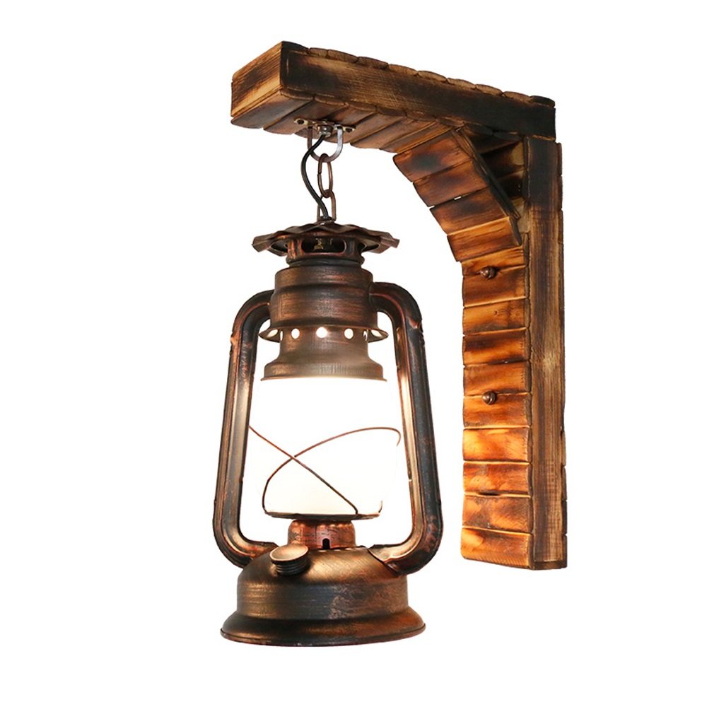 Vintage Wrought Iron Horse Wall Lamp - Antique Style Kerosene LED Light with E27 Bulb for Indoor & Outdoor - Perfect for Country Restaurants, Cafes, Bars, and Studio Decor