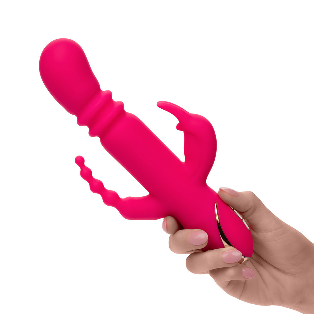 Jack Rabbit Signature Heated Silicone Triple Fantasy Rabbit Vibrator - Waterproof G-Spot & Clitoral Stimulator for Women - Perfect for Couples Play & Solo Pleasure