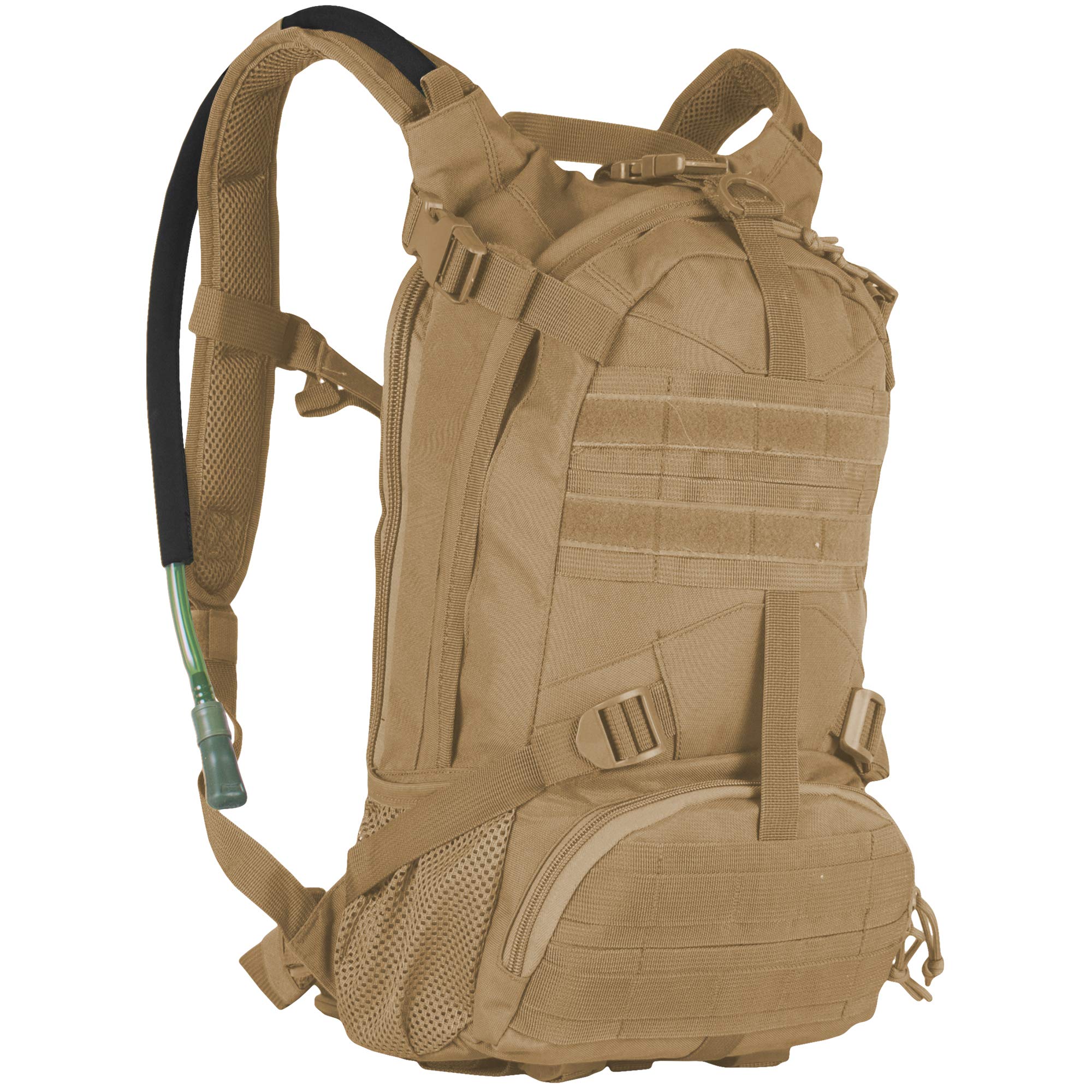 Fox Outdoor Elite Excursionary Hydration Pack - 3L Water Bladder, Lightweight Hiking Backpack for Men & Women - Perfect for Hiking, Camping, Biking and Outdoor Adventures (Coyote Brown)