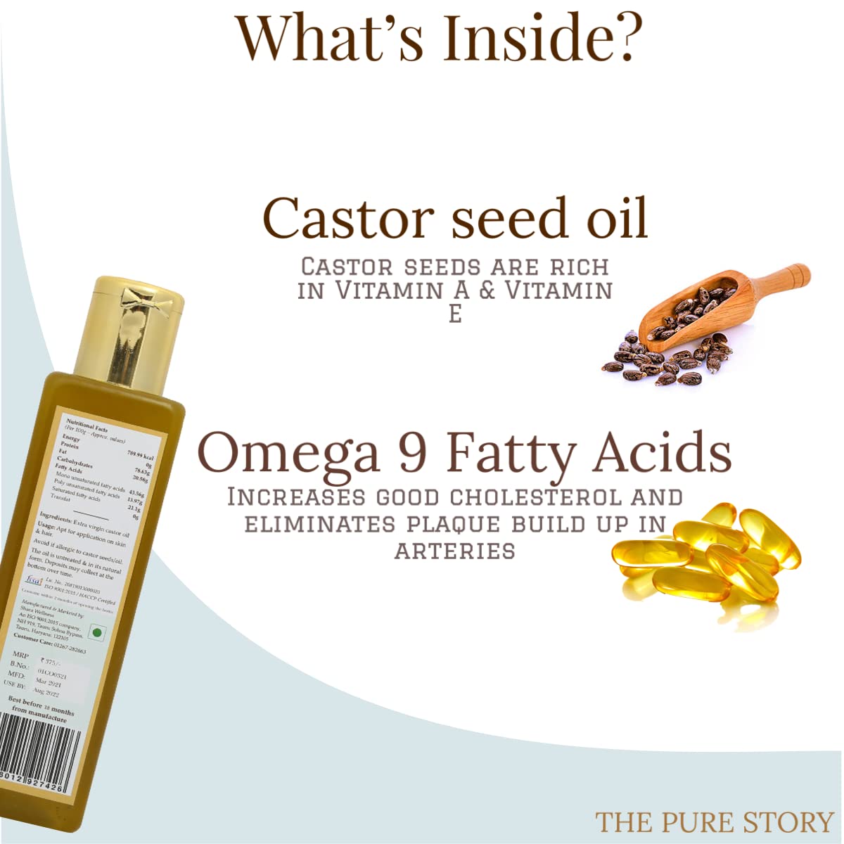 Pure Cold Pressed Castor Oil for Hair Growth & Skin Care - 100% Natural, Unrefined, Hexane-Free - Promotes Healthy Hair, Eyelashes & Eyebrows - Ideal for Dry Skin, Scalp Massage & DIY Beauty Treatments (200ml) - Perfect for Daily Hair Care & Natural Skincare Routine
