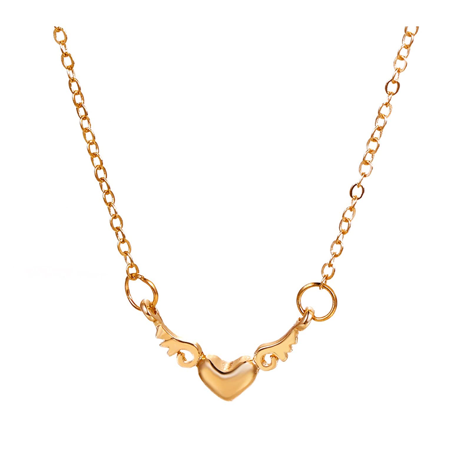 Tuscom Angel Wing Pendant Necklace - Vintage Heart Clavicle Chain with Love Charm | Elegant Retro Jewelry for Women | Perfect Birthday Gift, Valentine's Day Present & Anniversary Keepsake | Ideal for Date Nights, Weddings and Special Occasions